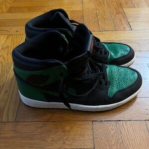 Nike Air Jordan 1’s High-Top Black and Green Sneakers